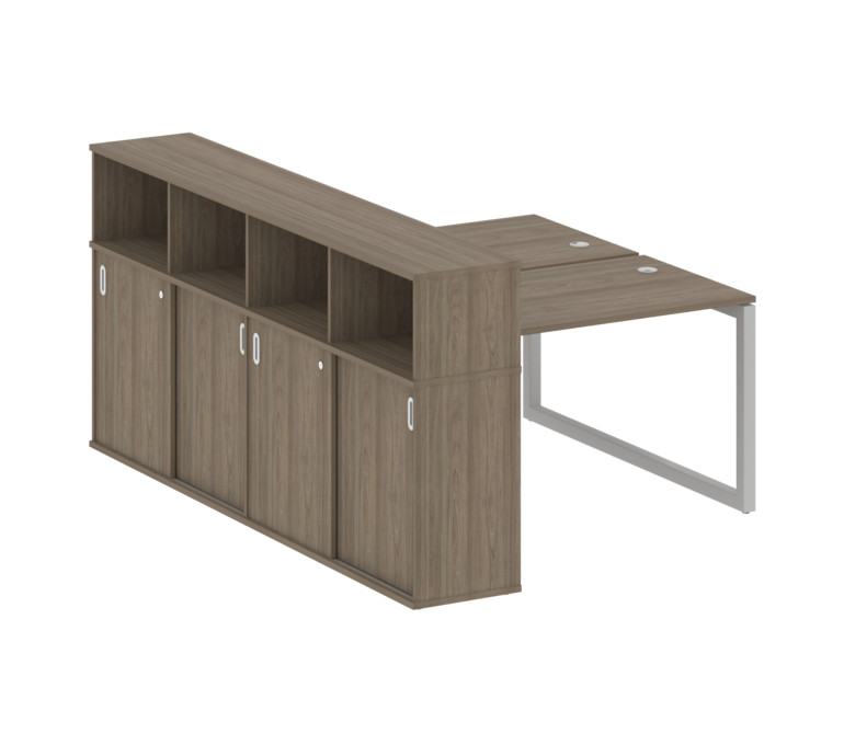 Metal System Quattro Рабочая станция с шкафом-купе на О-образном м/к 50БО.РС-СШК-4.2 Т Вяз Благородн