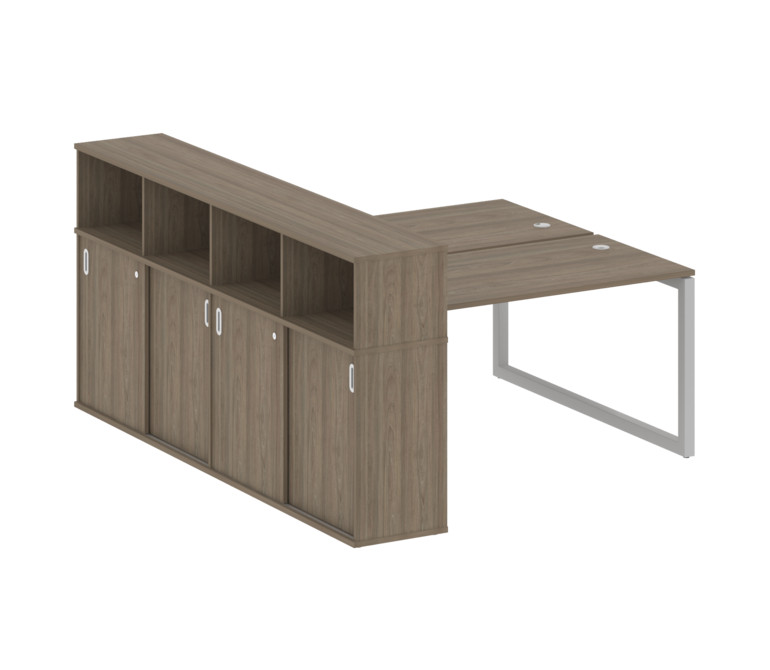 Metal System Quattro Рабочая станция с шкафом-купе на О-образном м/к 50БО.РС-СШК-4.3 Т Вяз Благородн