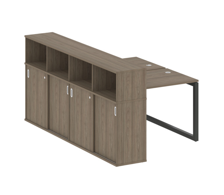 Metal System Quattro Рабочая станция с шкафом-купе на О-образном м/к 50БО.РС-СШК-4.1 Т Вяз Благородн