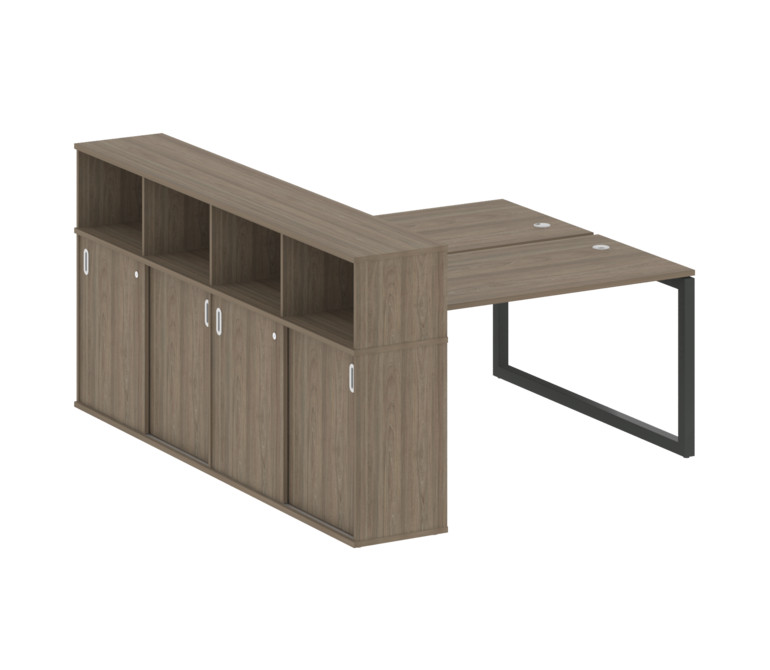 Metal System Quattro Рабочая станция с шкафом-купе на О-образном м/к 50БО.РС-СШК-4.3 Т Вяз Благородн