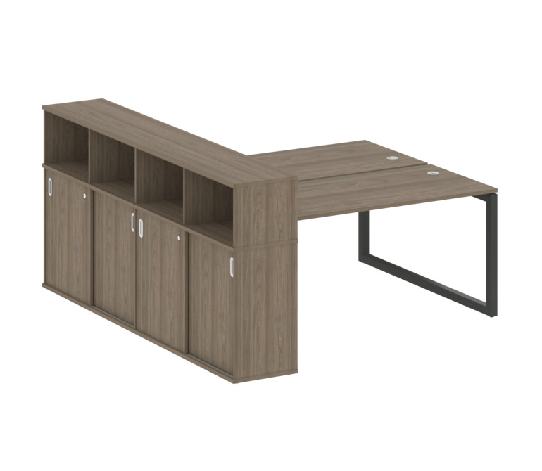 Metal System Quattro Рабочая станция с шкафом-купе на О-образном м/к 50БО.РС-СШК-4.4 Т Вяз Благородн