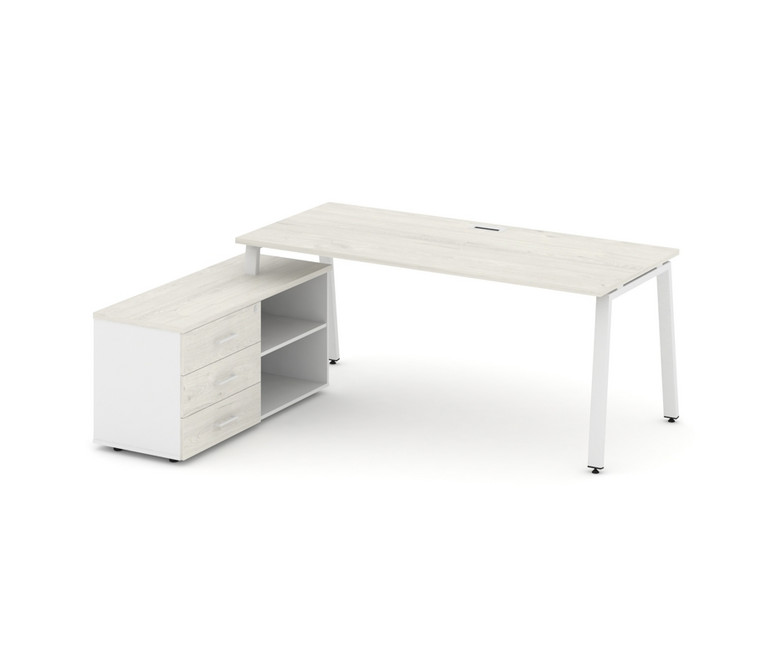 Style Project Direct Стол письменный с греденцией левой SN-6A.SRG-026.M(L) Дуб Наварра/Белый/Дуб Нав