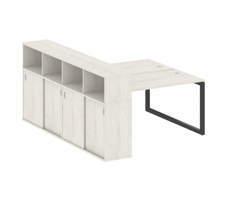 Metal System Quattro Рабочая станция с шкафом-купе на О-образном м/к 50БО.РС-СШК-4.3 Т Дуб Наварра/М