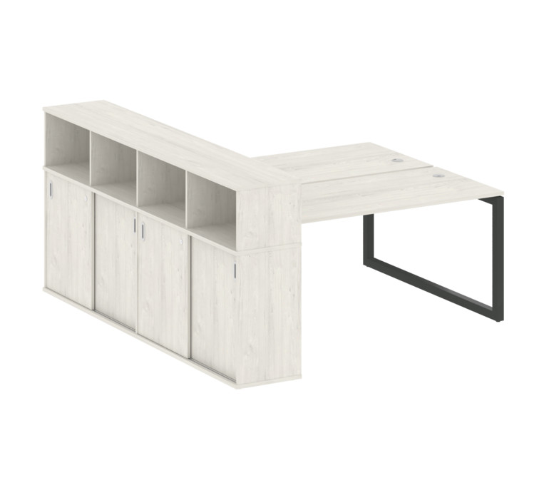 Metal System Quattro Рабочая станция с шкафом-купе на О-образном м/к 50БО.РС-СШК-4.4 Т Дуб Наварра/М