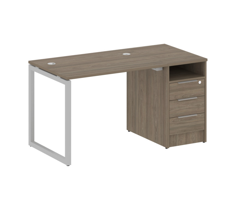 Metal System Quattro Рабочая станция с тумбой на О-образном м/к 40БО.РС-СТП-1.1 Вяз Благородный/Мета