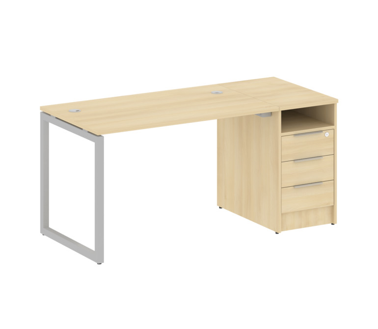 Metal System Quattro Рабочая станция с тумбой на О-образном м/к 40БО.РС-СТП-1.2 Акация Лорка/Металл