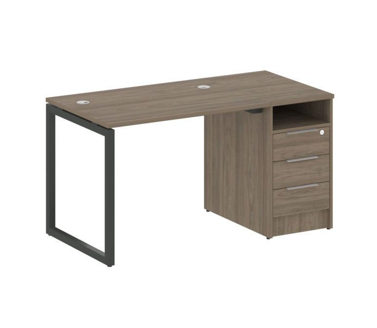 Metal System Quattro Рабочая станция с тумбой на О-образном м/к 40БО.РС-СТП-1.1 Вяз Благородный/Мета