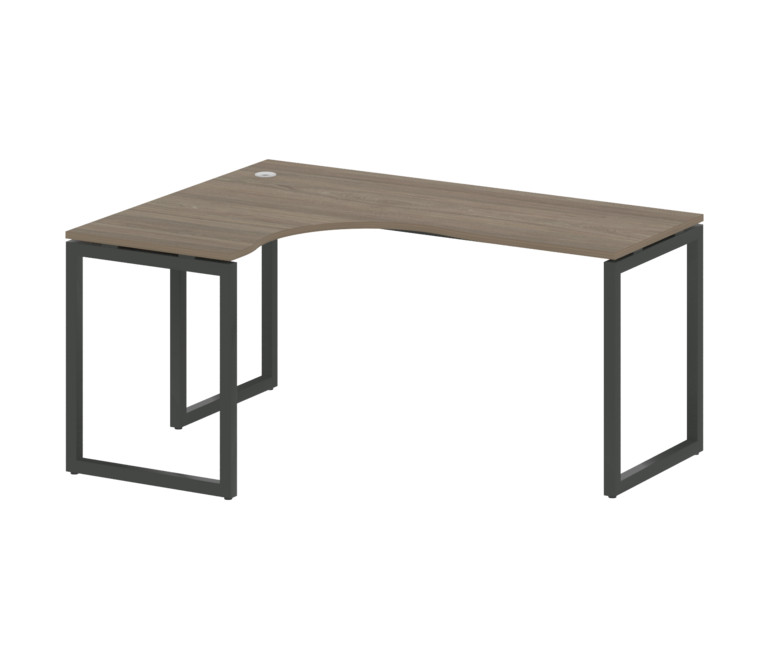 Metal System Quattro Стол криволинейный левый на О-образном м/к 40БО.СА-4 (L) Вяз Благородный/Металл