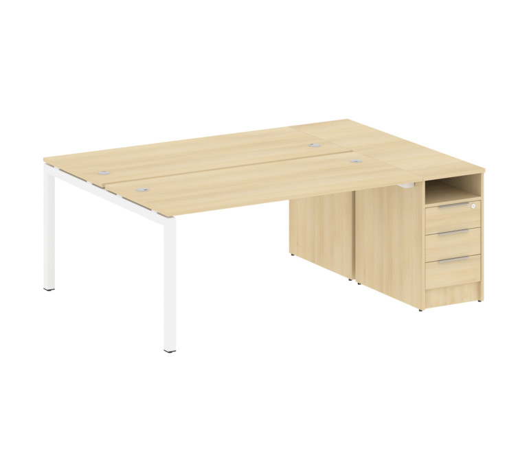 Metal System Quattro Рабочая станция с тумбой на П-образном м/к 50БП.РС-СТП-2.4 Акация Лорка/Металл