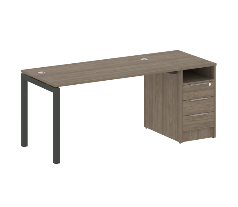 Metal System Quattro Рабочая станция с тумбой на П-образном м/к 50БП.РС-СТП-1.3 Вяз Благородный/Мета