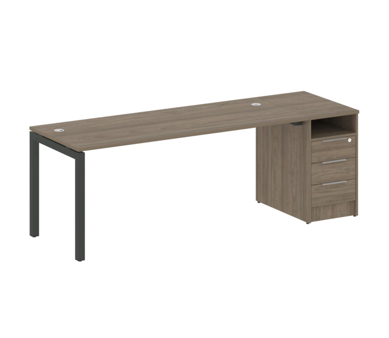 Metal System Quattro Рабочая станция с тумбой на П-образном м/к 50БП.РС-СТП-1.5 Вяз Благородный/Мета