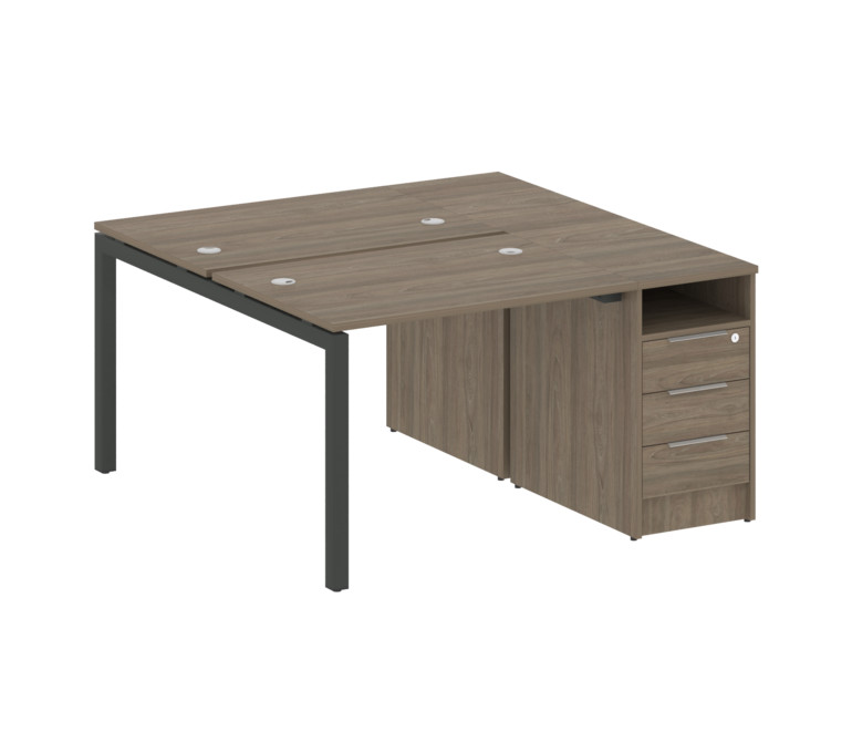 Metal System Quattro Рабочая станция с тумбой на П-образном м/к 50БП.РС-СТП-2.1 Вяз Благородный/Мета