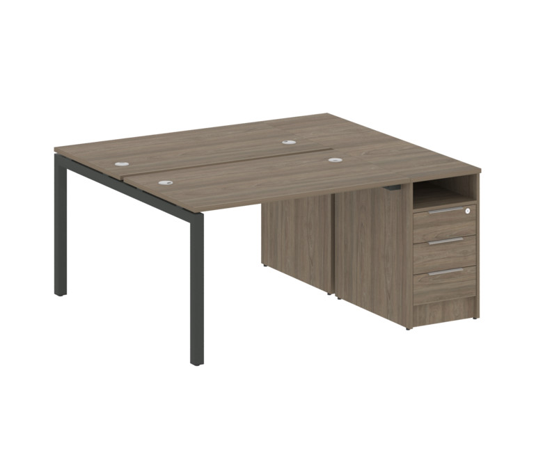 Metal System Quattro Рабочая станция с тумбой на П-образном м/к 50БП.РС-СТП-2.2 Вяз Благородный/Мета