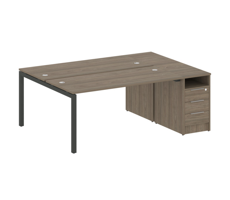 Metal System Quattro Рабочая станция с тумбой на П-образном м/к 50БП.РС-СТП-2.4 Вяз Благородный/Мета