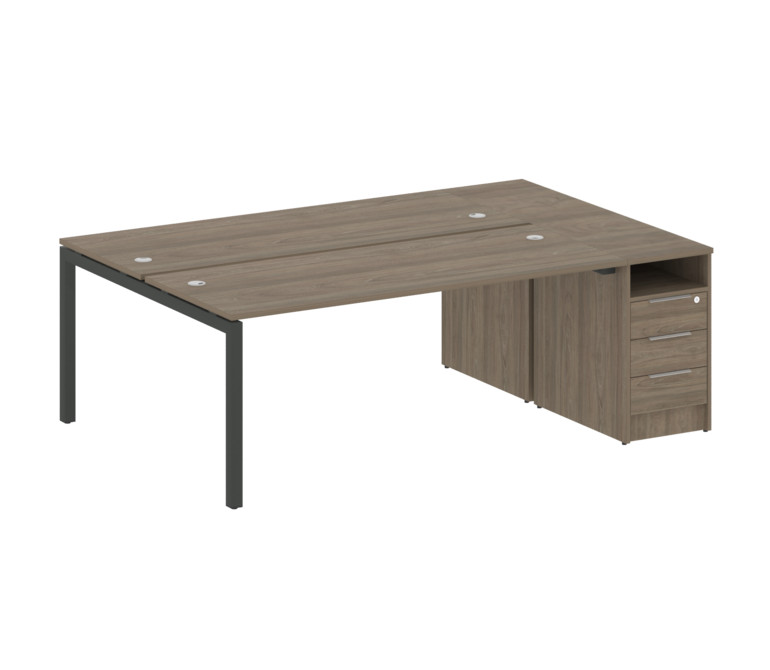 Metal System Quattro Рабочая станция с тумбой на П-образном м/к 50БП.РС-СТП-2.5 Вяз Благородный/Мета