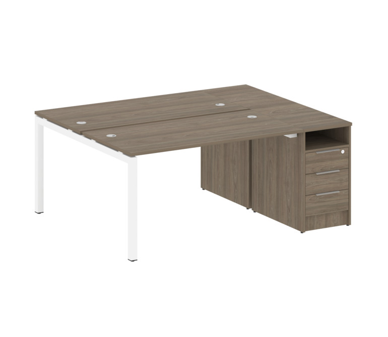 Metal System Quattro Рабочая станция с тумбой на П-образном м/к 50БП.РС-СТП-2.3 Вяз Благородный/Мета