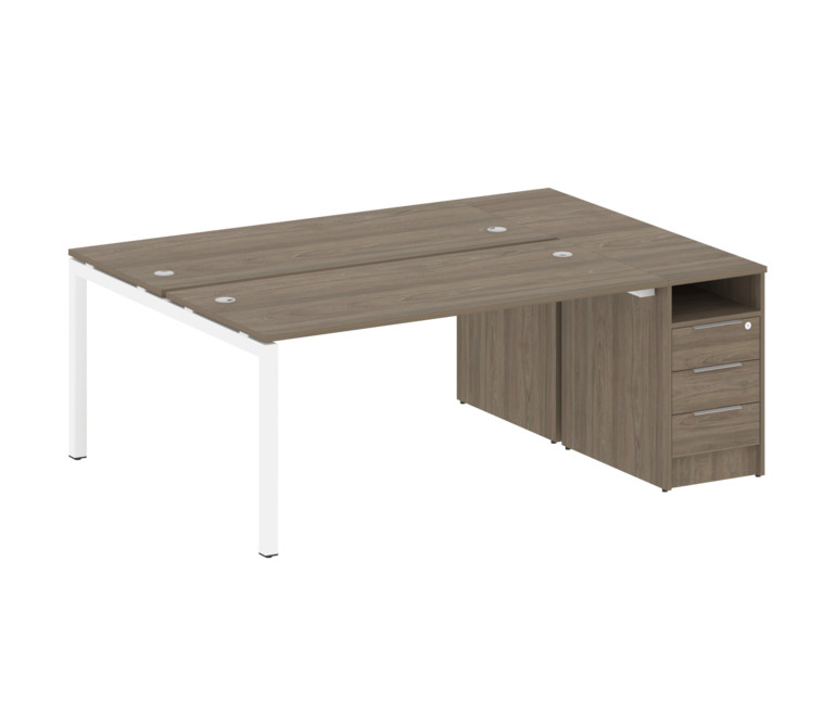 Metal System Quattro Рабочая станция с тумбой на П-образном м/к 50БП.РС-СТП-2.4 Вяз Благородный/Мета