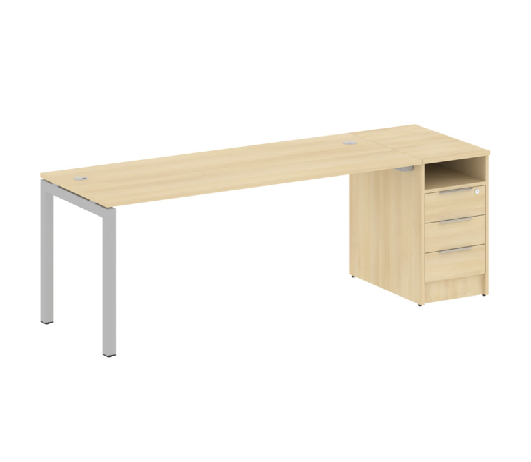 Metal System Quattro Рабочая станция с тумбой на П-образном м/к 50БП.РС-СТП-1.5 Акация Лорка/Металл