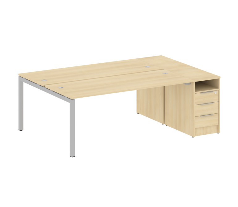 Metal System Quattro Рабочая станция с тумбой на П-образном м/к 50БП.РС-СТП-2.5 Акация Лорка/Металл