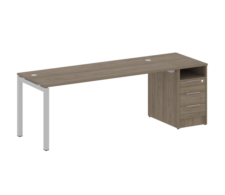 Metal System Quattro Рабочая станция с тумбой на П-образном м/к 50БП.РС-СТП-1.5 Вяз Благородный/Мета