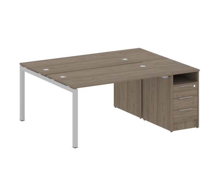 Metal System Quattro Рабочая станция с тумбой на П-образном м/к 50БП.РС-СТП-2.3 Вяз Благородный/Мета