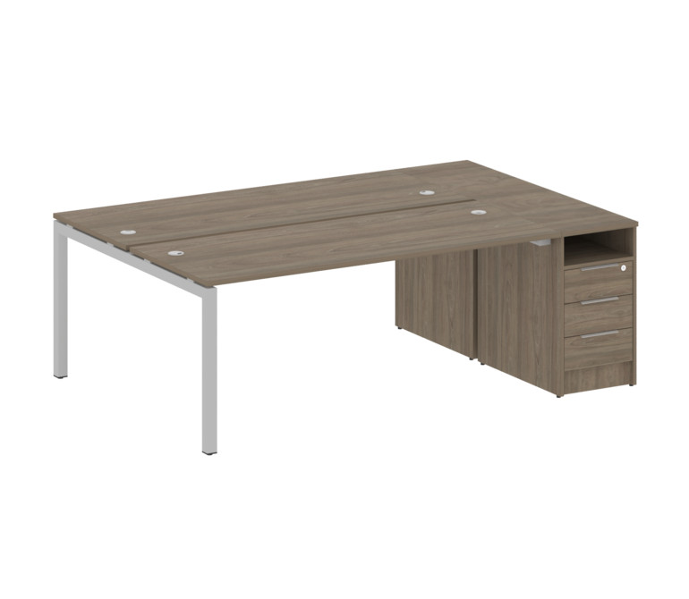 Metal System Quattro Рабочая станция с тумбой на П-образном м/к 50БП.РС-СТП-2.5 Вяз Благородный/Мета