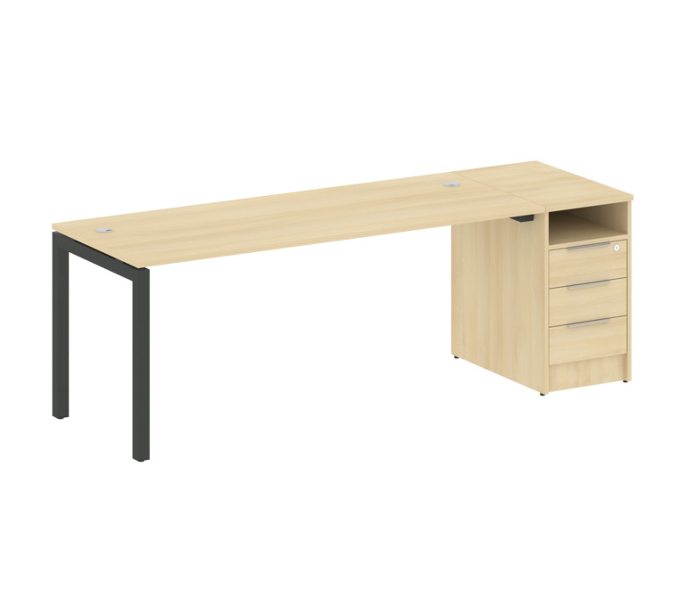 Metal System Quattro Рабочая станция с тумбой на П-образном м/к 50БП.РС-СТП-1.5 Акация Лорка/Металл