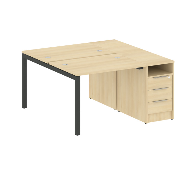 Metal System Quattro Рабочая станция с тумбой на П-образном м/к 50БП.РС-СТП-2.1 Акация Лорка/Металл