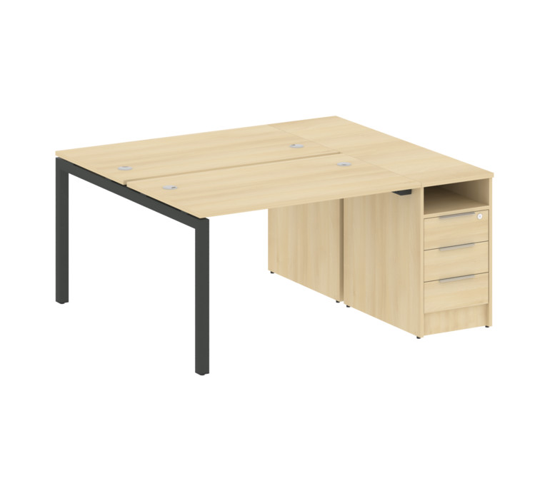 Metal System Quattro Рабочая станция с тумбой на П-образном м/к 50БП.РС-СТП-2.2 Акация Лорка/Металл
