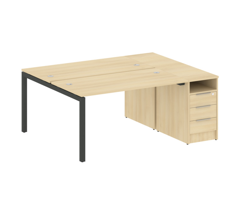 Metal System Quattro Рабочая станция с тумбой на П-образном м/к 50БП.РС-СТП-2.3 Акация Лорка/Металл