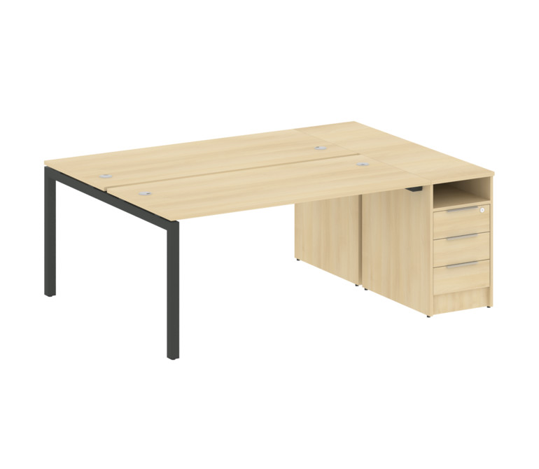 Metal System Quattro Рабочая станция с тумбой на П-образном м/к 50БП.РС-СТП-2.4 Акация Лорка/Металл