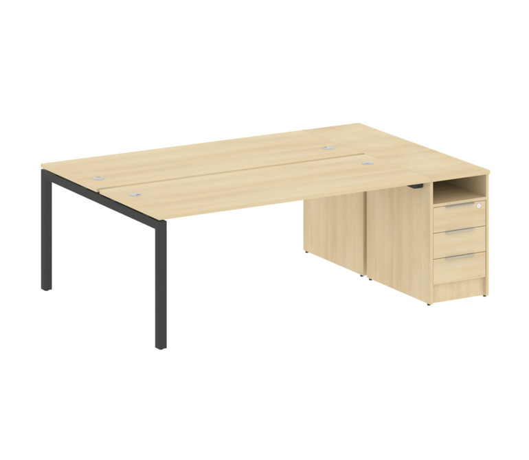 Metal System Quattro Рабочая станция с тумбой на П-образном м/к 50БП.РС-СТП-2.5 Акация Лорка/Металл