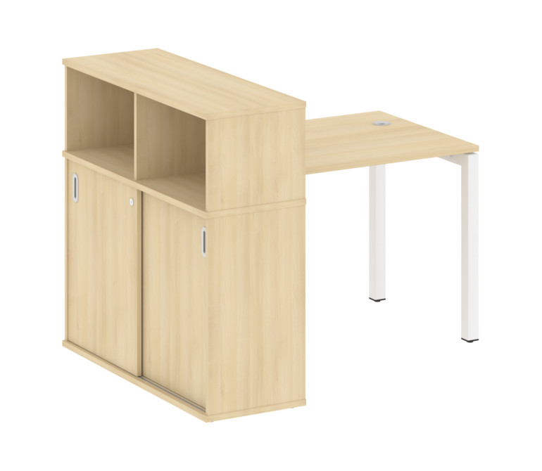 Metal System Quattro Стол письменный с шкафом-купе на П-образном м/к 50БП.РС-СШК-3.1 Т Акация Лорка/