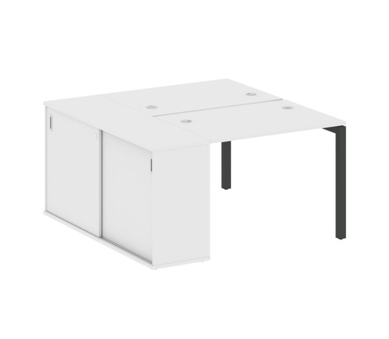 Metal System Quattro Рабочая станция с шкафом-купе на П-образном м/к 50БП.РС-СШК-1.1 Т Белый/Металл