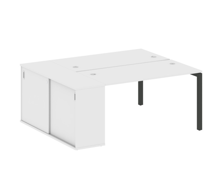 Metal System Quattro Рабочая станция с шкафом-купе на П-образном м/к 50БП.РС-СШК-1.3 Т Белый/Металл