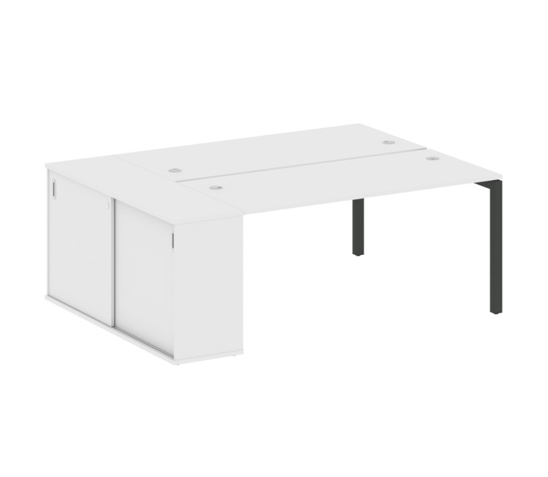 Metal System Quattro Рабочая станция с шкафом-купе на П-образном м/к 50БП.РС-СШК-1.4 Т Белый/Металл