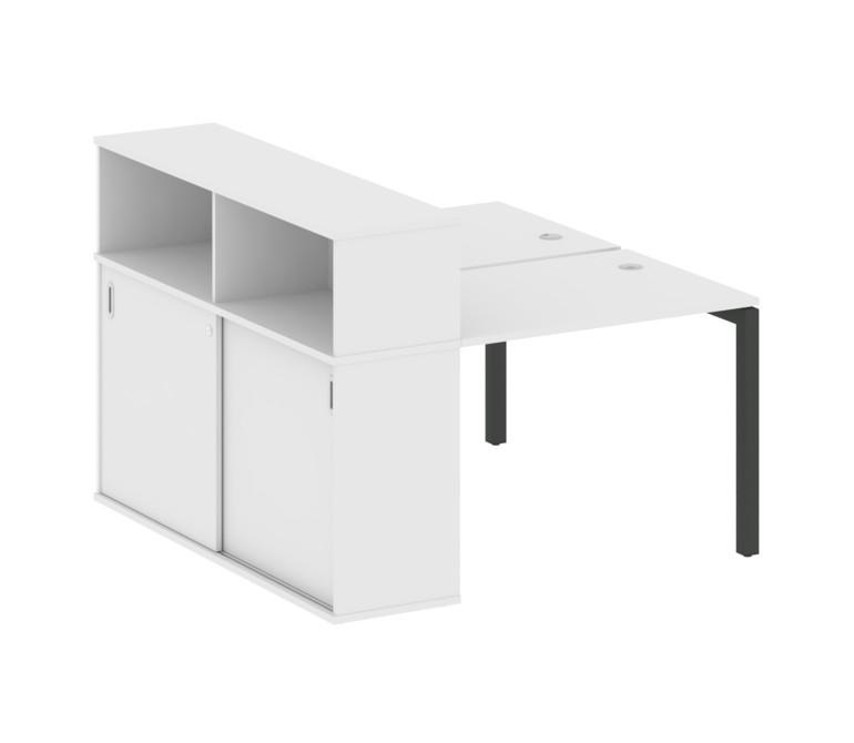 Metal System Quattro Рабочая станция с шкафом-купе на П-образном м/к 50БП.РС-СШК-2.1 Т Белый/Металл