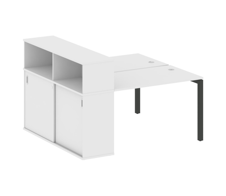 Metal System Quattro Рабочая станция с шкафом-купе на П-образном м/к 50БП.РС-СШК-2.2 Т Белый/Металл