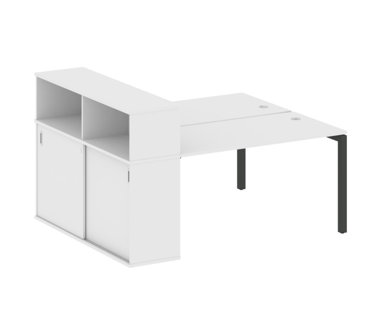 Metal System Quattro Рабочая станция с шкафом-купе на П-образном м/к 50БП.РС-СШК-2.3 Т Белый/Металл