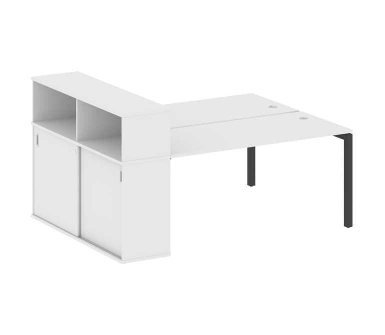 Metal System Quattro Рабочая станция с шкафом-купе на П-образном м/к 50БП.РС-СШК-2.4 Т Белый/Металл