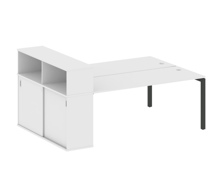 Metal System Quattro Рабочая станция с шкафом-купе на П-образном м/к 50БП.РС-СШК-2.5 Т Белый/Металл