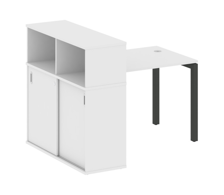 Metal System Quattro Стол письменный с шкафом-купе на П-образном м/к 50БП.РС-СШК-3.1 Т Белый/Металл