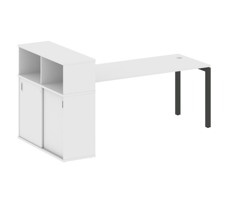 Metal System Quattro Стол письменный с шкафом-купе на П-образном м/к 50БП.РС-СШК-3.5 Т Белый/Металл