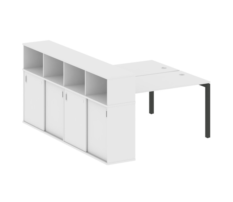 Metal System Quattro Рабочая станция с шкафом-купе на П-образном м/к 50БП.РС-СШК-4.3 Т Белый/Металл