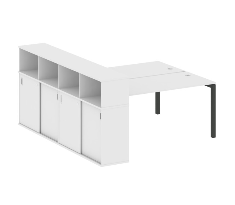 Metal System Quattro Рабочая станция с шкафом-купе на П-образном м/к 50БП.РС-СШК-4.4 Т Белый/Металл