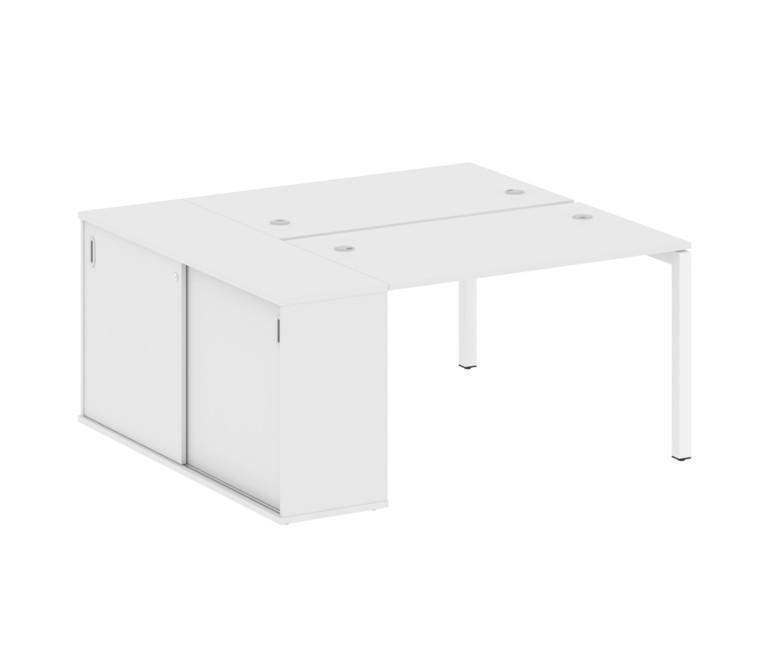 Metal System Quattro Рабочая станция с шкафом-купе на П-образном м/к 50БП.РС-СШК-1.2 Т Белый/Металл