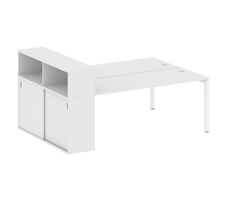 Metal System Quattro Рабочая станция с шкафом-купе на П-образном м/к 50БП.РС-СШК-2.5 Т Белый/Металл