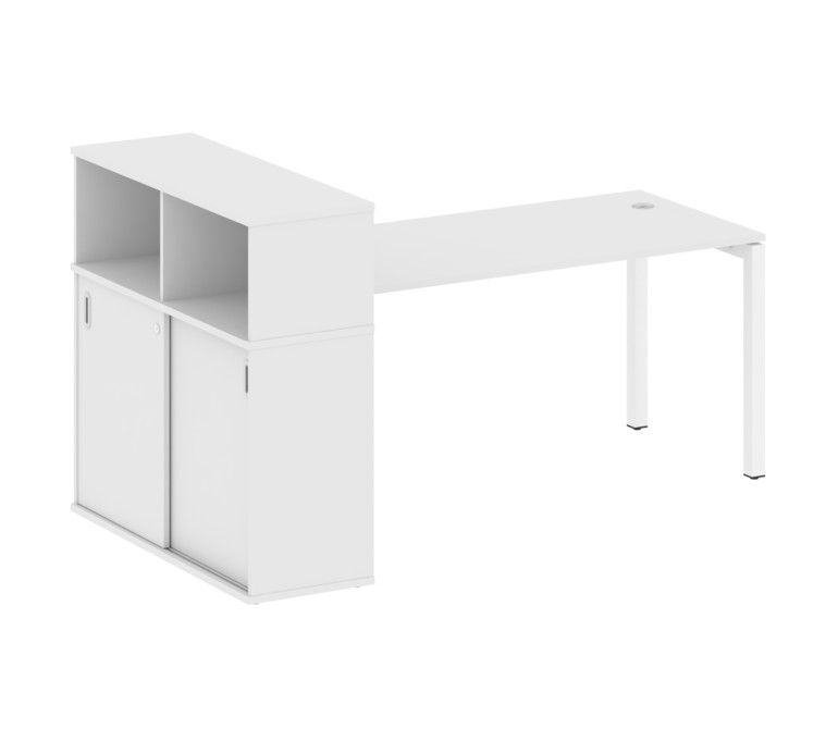 Metal System Quattro Стол письменный с шкафом-купе на П-образном м/к 50БП.РС-СШК-3.4 Т Белый/Металл