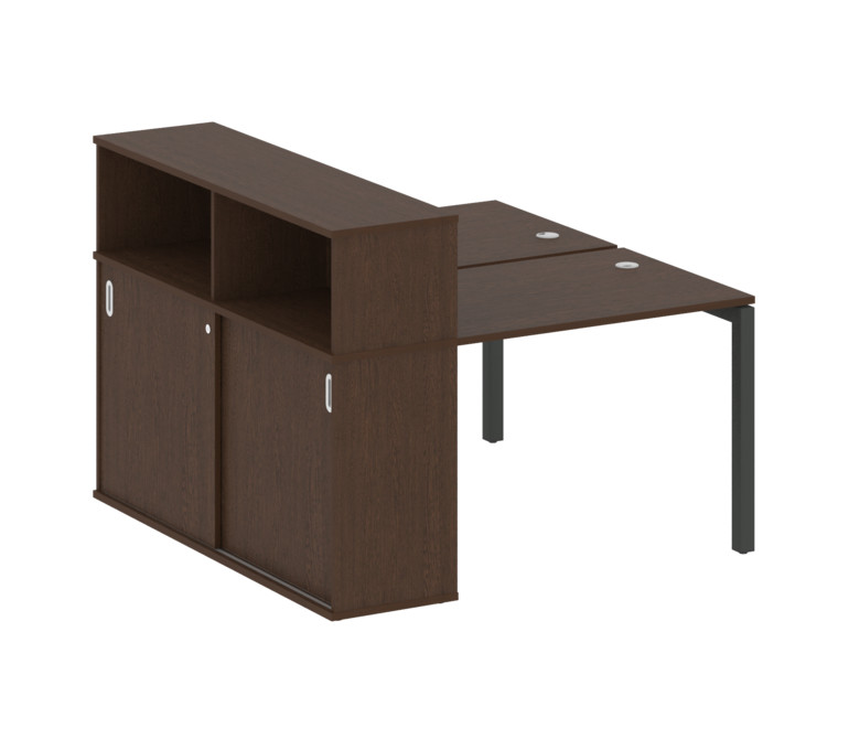 Metal System Quattro Рабочая станция с шкафом-купе на П-образном м/к 50БП.РС-СШК-2.1 Т Венге Цаво/Ме
