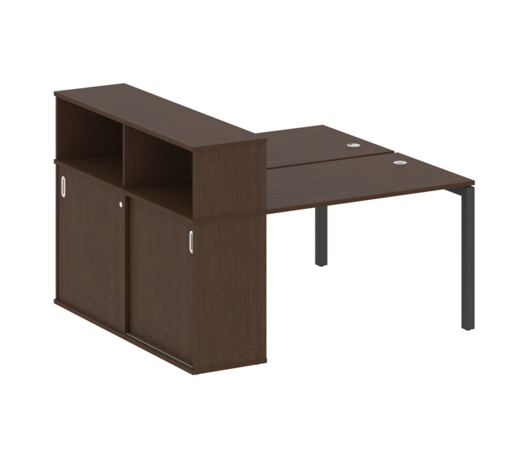 Metal System Quattro Рабочая станция с шкафом-купе на П-образном м/к 50БП.РС-СШК-2.2 Т Венге Цаво/Ме